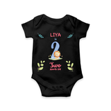 Celebrate The 2nd Month Birthday Custom Romper/ Onesie, Personalized with your little one's name - BLACK - 0 - 3 Months Old (Chest 16")