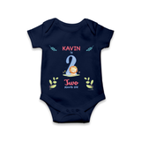 2 Month Milestone Baby Bodysuit Outfit | Personalized Romper/Onesie | Perfect for Photoshoots - NAVY BLUE - New Born (Chest 14")