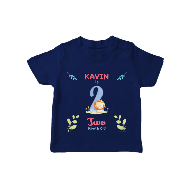 2 Month Milestone Baby T-Shirt Outfit | Personalized T-Shirt | Perfect for Photoshoots - NAVY BLUE - 0-5 Months Old (Chest 17")