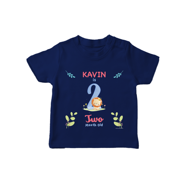 2 Month Milestone Baby T-Shirt Outfit | Personalized T-Shirt | Perfect for Photoshoots - NAVY BLUE - 0-5 Months Old (Chest 17")