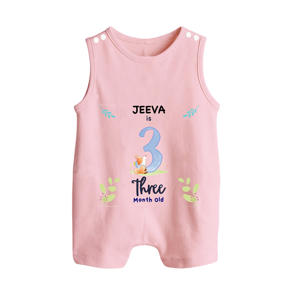 3 Month Milestone Baby Romper Suit/ Sleeveless Romper Outfit | Personalized Romper Suit/ Sleeveless Romper | Perfect for Photoshoots - BABY PINK - 0 - 5 Months Old (Chest 18")