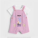 3 Month Milestone Baby Dungaree Set Outfit | Personalized Dungaree Set | Perfect for Photoshoots - BABY PINK - 0 - 5 Months Old (Chest 18")