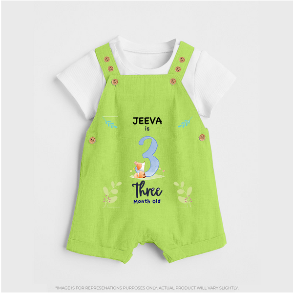 Make The Third Month Unforgettable With Our Exclusive Customized Dungaree Set For Babies - GREEN - 0 - 5 Months Old (Chest 18")