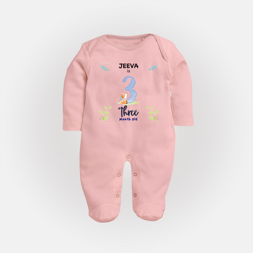 3 Month Milestone Baby Full Sleeve Bodysuit/ Sleep Suit/ Jumpsuit Outfit | Personalized Full Sleeve Bodysuit/ Sleep Suit/ Jumpsuit | Perfect for Photoshoots