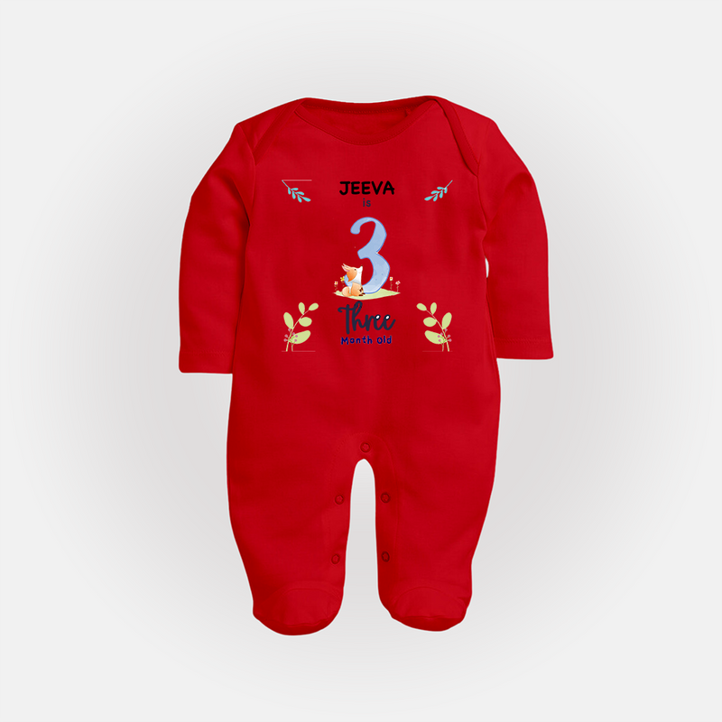 Make The Third Month Unforgettable With Our Exclusive Customized Sleep Suit For Babies - RED - New Born (Chest 7.5")