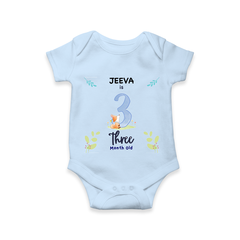 Make The Third Month Unforgettable With Our Exclusive Customized Romper For Babies - BABY BLUE - 0 - 3 Months Old (Chest 16")