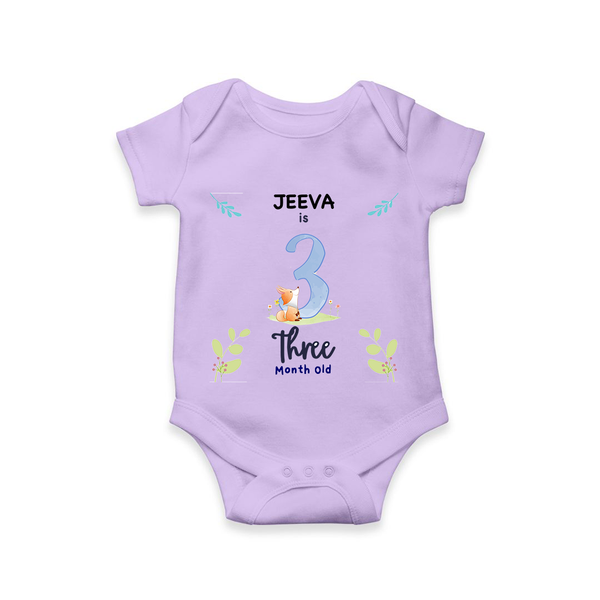 3 Month Milestone Baby Bodysuit Outfit | Personalized Romper/Onesie | Perfect for Photoshoots - LILAC - New Born (Chest 14")
