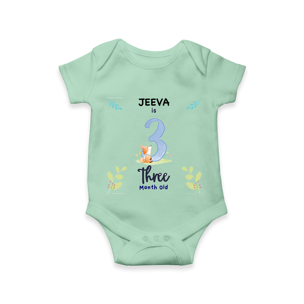 3 Month Milestone Baby Bodysuit Outfit | Personalized Romper/Onesie | Perfect for Photoshoots - MINT GREEN - New Born (Chest 14")