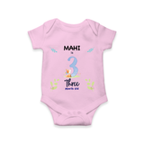 Celebrate The 3rd Month Birthday Custom Romper/ Onesie, Personalized with your little one's name - PINK - 0 - 3 Months Old (Chest 16")