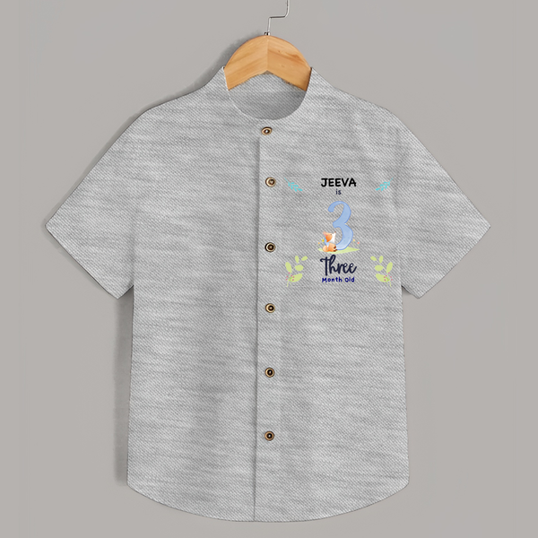 3 Month Milestone Baby Shirt Outfit | Personalized Shirt | Perfect for Photoshoots - GREY - 0 - 6 Months Old (Chest 23")