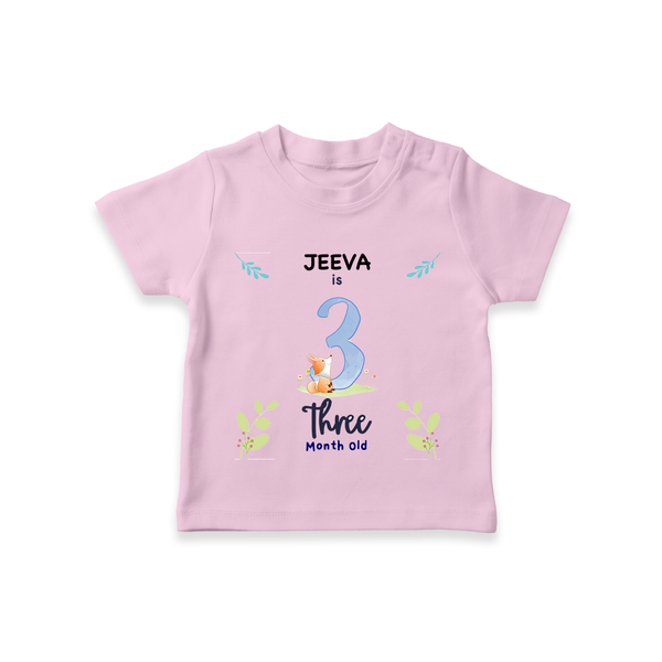 3 Month Milestone Baby T-Shirt Outfit | Personalized T-Shirt | Perfect for Photoshoots - BABY PINK - 0-5 Months Old (Chest 17")