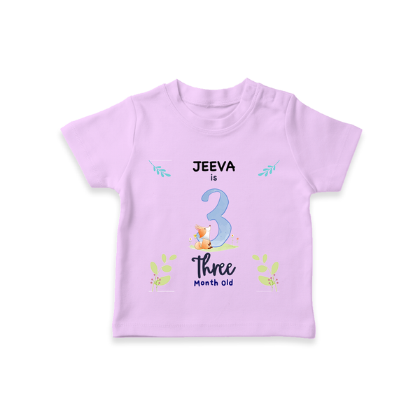 3 Month Milestone Baby T-Shirt Outfit | Personalized T-Shirt | Perfect for Photoshoots - LILAC - 0-5 Months Old (Chest 17")