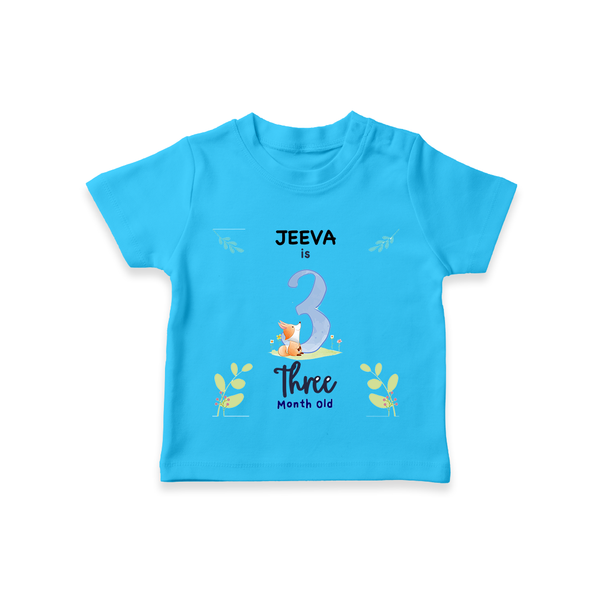 3 Month Milestone Baby T-Shirt Outfit | Personalized T-Shirt | Perfect for Photoshoots - SKY BLUE - 0-5 Months Old (Chest 17")