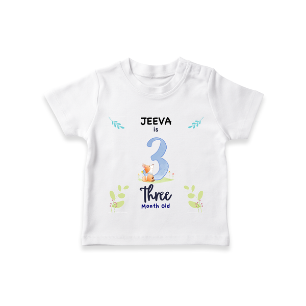 3 Month Milestone Baby T-Shirt Outfit | Personalized T-Shirt | Perfect for Photoshoots - WHITE - 0-5 Months Old (Chest 17")