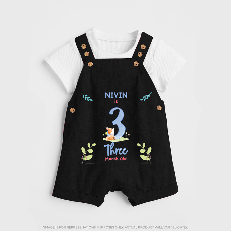 Make The Third Month Unforgettable With Our Exclusive Customized Dungaree Set For Babies - BLACK - 0 - 5 Months Old (Chest 18")