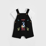 Celebrate The 3rd Month Birthday Custom Dungaree set, Personalized with your little one's name - BLACK - 0 - 5 Months Old (Chest 17")