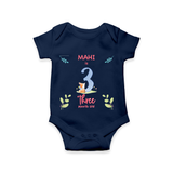 Celebrate The 3rd Month Birthday Custom Romper/ Onesie, Personalized with your little one's name - NAVY BLUE - 0 - 3 Months Old (Chest 16")