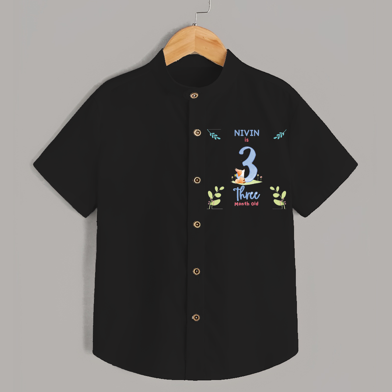 3 Month Milestone Baby Shirt Outfit | Personalized Shirt | Perfect for Photoshoots - BLACK - 0 - 6 Months Old (Chest 23")