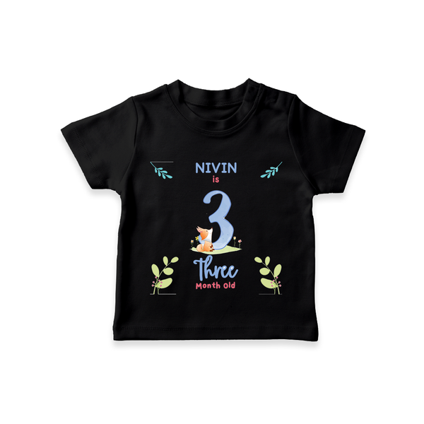 3 Month Milestone Baby T-Shirt Outfit | Personalized T-Shirt | Perfect for Photoshoots - BLACK - 0-5 Months Old (Chest 17")