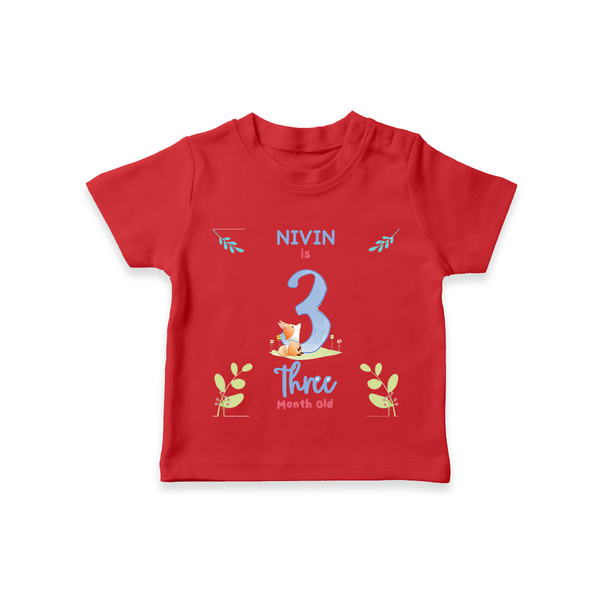 3 Month Milestone Baby T-Shirt Outfit | Personalized T-Shirt | Perfect for Photoshoots - RED - 0-5 Months Old (Chest 17")