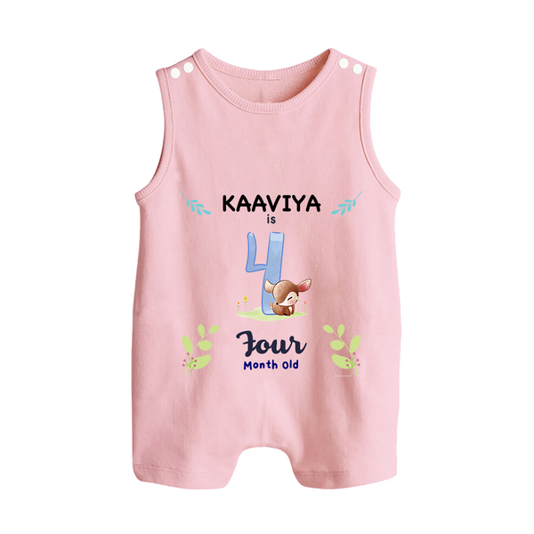 4 Month Milestone Baby Romper Suit/ Sleeveless Romper Outfit | Personalized Romper Suit/ Sleeveless Romper | Perfect for Photoshoots - BABY PINK - 0 - 5 Months Old (Chest 18")