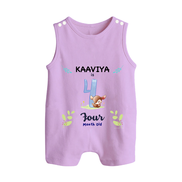 4 Month Milestone Baby Romper Suit/ Sleeveless Romper Outfit | Personalized Romper Suit/ Sleeveless Romper | Perfect for Photoshoots - LILAC - 0 - 5 Months Old (Chest 18")