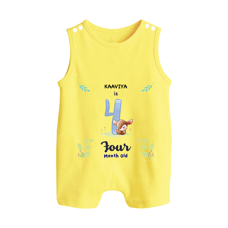 Make The Fourth Month Unforgettable With Our Exclusive Customized Romper Suit For Babies - PASTEL YELLOW - 0 - 5 Months Old (Chest 18")