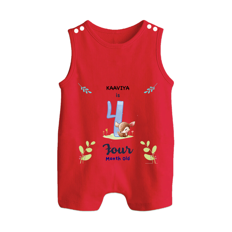 Make The Fourth Month Unforgettable With Our Exclusive Customized Romper Suit For Babies - RED - 0 - 5 Months Old (Chest 18")