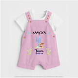 4 Month Milestone Baby Dungaree Set Outfit | Personalized Dungaree Set | Perfect for Photoshoots - BABY PINK - 0 - 5 Months Old (Chest 18")