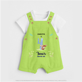 Make The Fourth Month Unforgettable With Our Exclusive Customized Dungaree Set For Babies - GREEN - 0 - 5 Months Old (Chest 18")