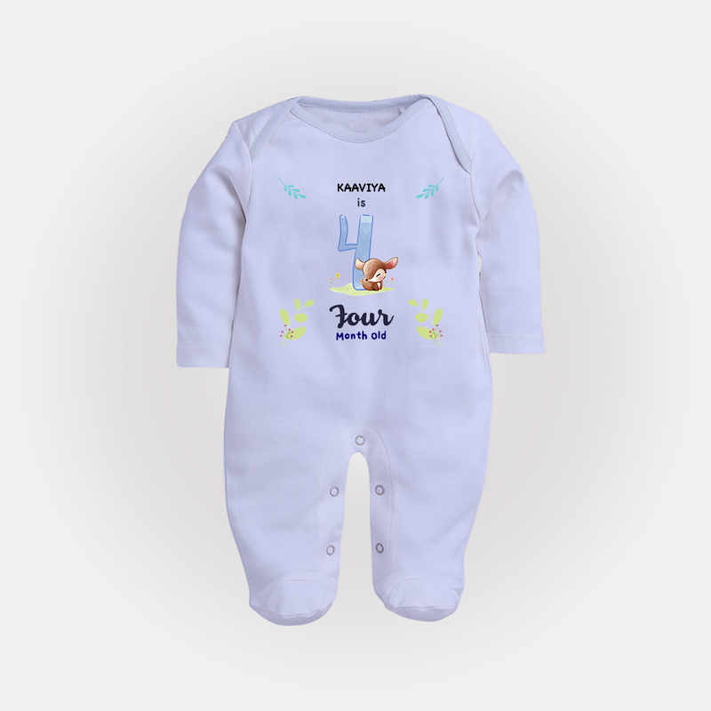 Make The Fourth Month Unforgettable With Our Exclusive Customized Sleep Suit For Babies - BABY BLUE - New Born (Chest 7.5")