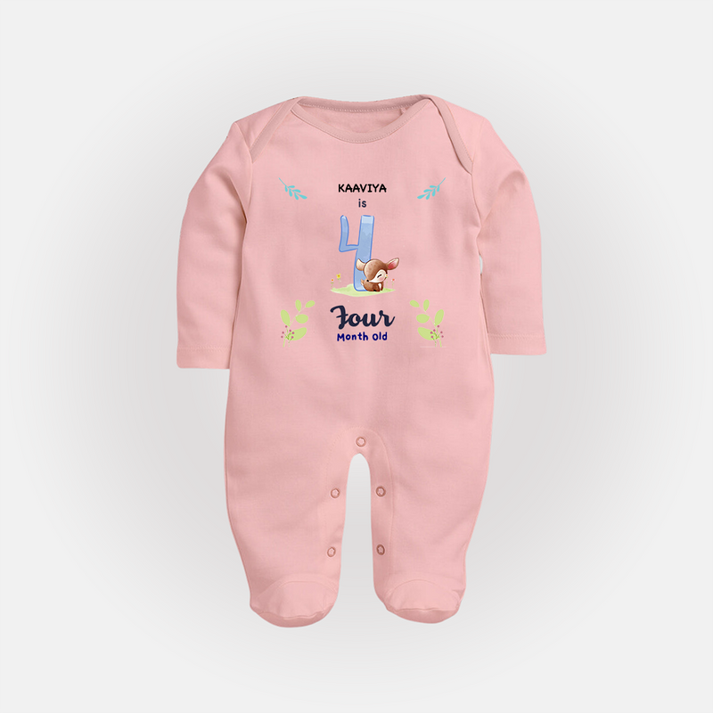 Make The Fourth Month Unforgettable With Our Exclusive Customized Sleep Suit For Babies - BABY PINK - New Born (Chest 7.5")