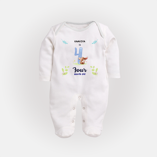 Make The Fourth Month Unforgettable With Our Exclusive Customized Sleep Suit For Babies - WHITE - New Born (Chest 7.5")