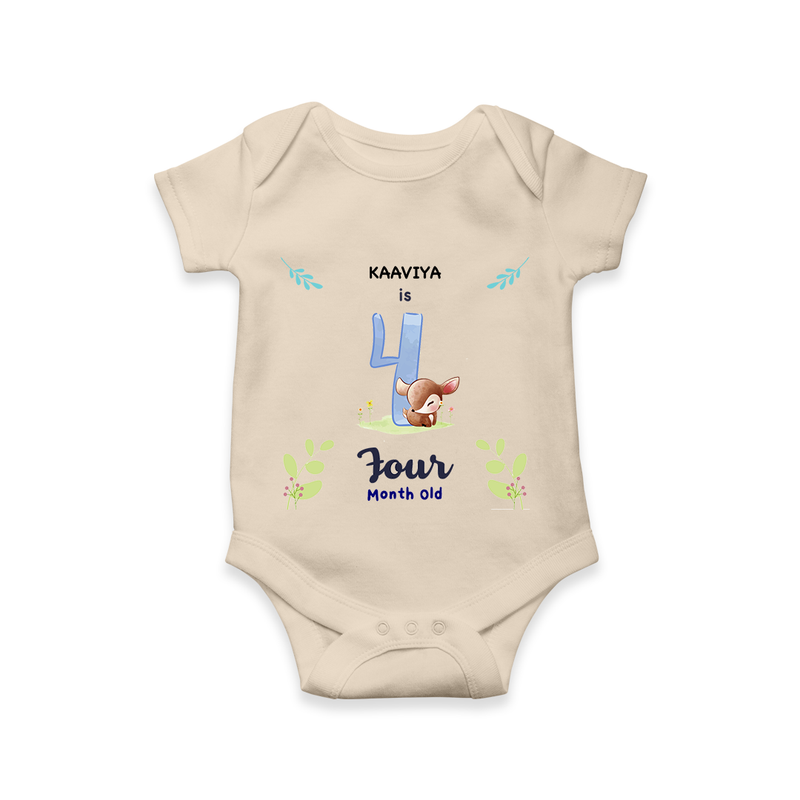 Make The Fourth Month Unforgettable With Our Exclusive Customized Romper For Babies - IVORY - 0 - 3 Months Old (Chest 16")