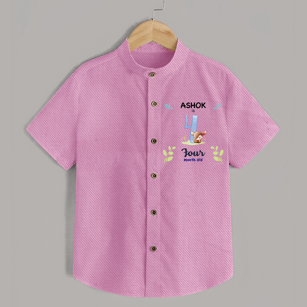 4 Month Milestone Baby Shirt Outfit | Personalized Shirt | Perfect for Photoshoots - BABY PINK - 0 - 6 Months Old (Chest 23")