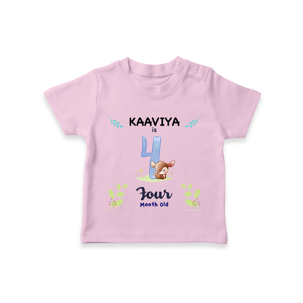 4 Month Milestone Baby T-Shirt Outfit | Personalized T-Shirt | Perfect for Photoshoots - BABY PINK - 0-5 Months Old (Chest 17")