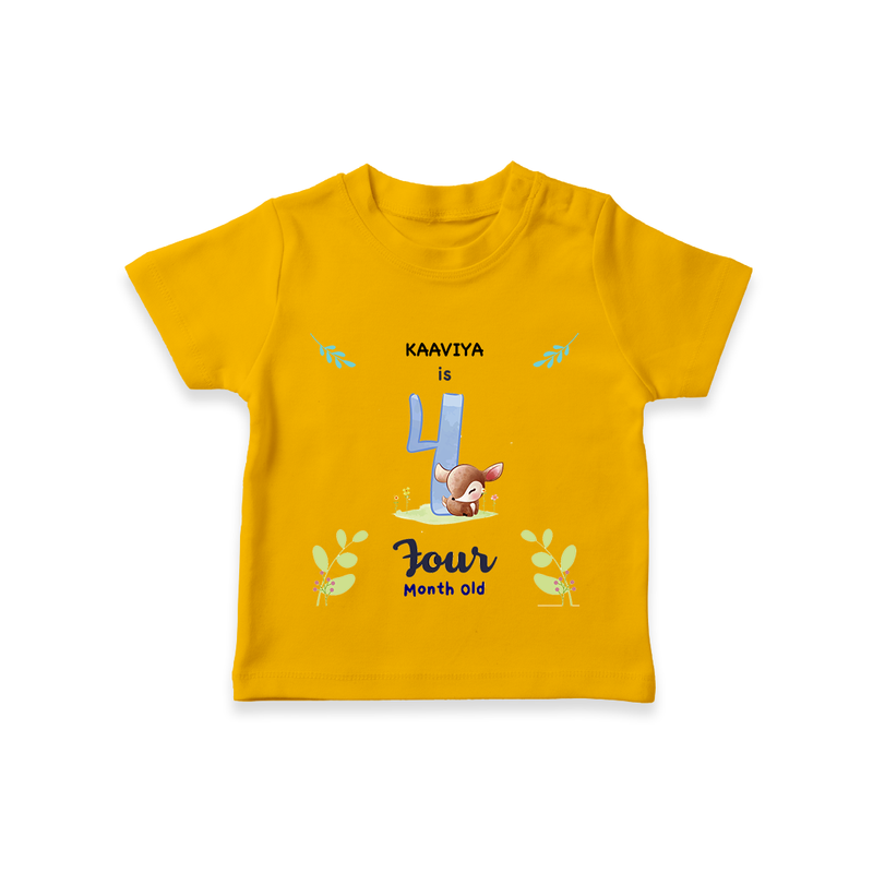 Make The Fourth Month Unforgettable With Our Exclusive Customized T-Shirt For Babies - CHROME YELLOW - 0-5 Months Old (Chest 17")