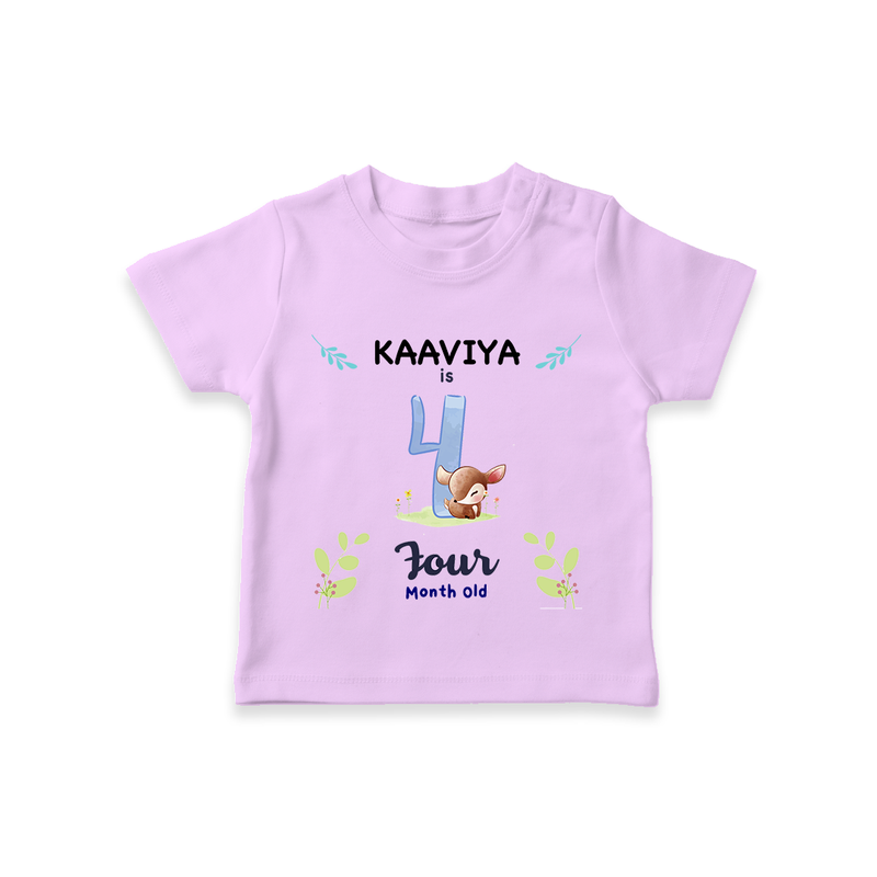 4 Month Milestone Baby T-Shirt Outfit | Personalized T-Shirt | Perfect for Photoshoots - LILAC - 0-5 Months Old (Chest 17")