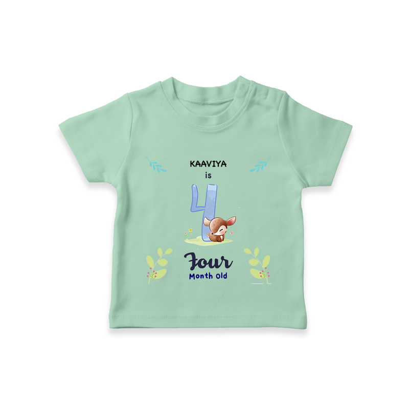 Make The Fourth Month Unforgettable With Our Exclusive Customized T-Shirt For Babies - MINT GREEN - 0-5 Months Old (Chest 17")