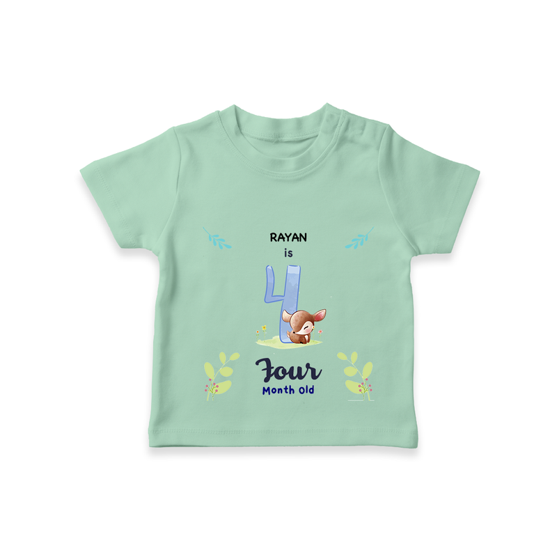 "Celebrate your kids 4th month"  - Personalized TShirt  - MINT GREEN - 0 - 5 Months Old (Chest 17")
