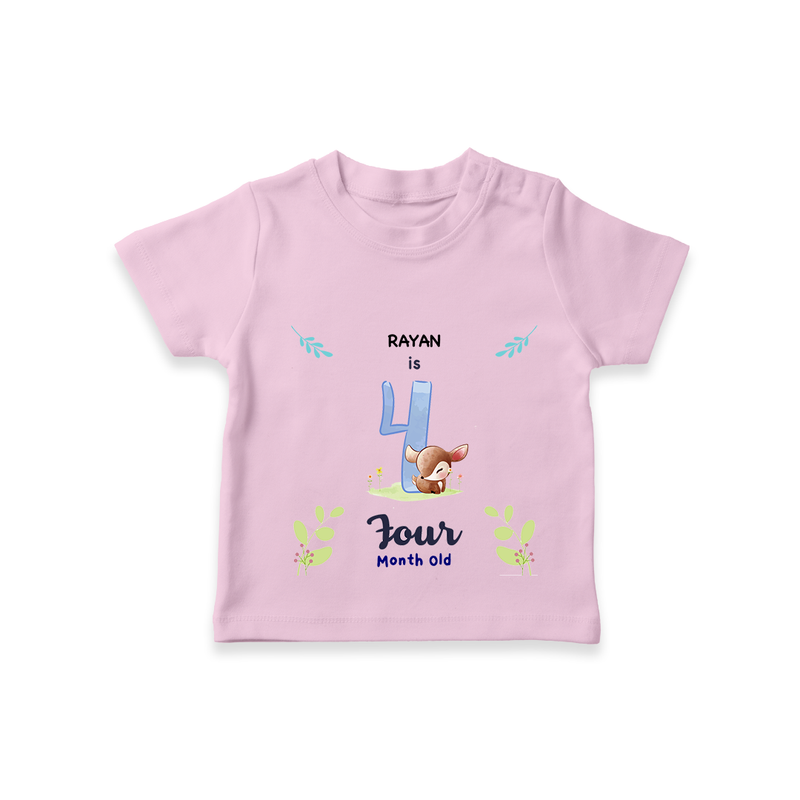 "Celebrate your kids 4th month"  - Personalized TShirt  - PINK - 0 - 5 Months Old (Chest 17")
