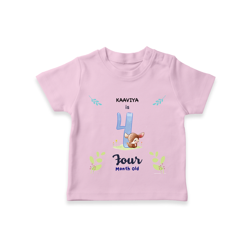 Make The Fourth Month Unforgettable With Our Exclusive Customized T-Shirt For Babies - PINK - 0-5 Months Old (Chest 17")