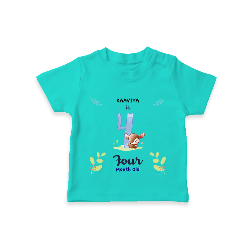 Make The Fourth Month Unforgettable With Our Exclusive Customized T-Shirt For Babies - TEAL - 0-5 Months Old (Chest 17")