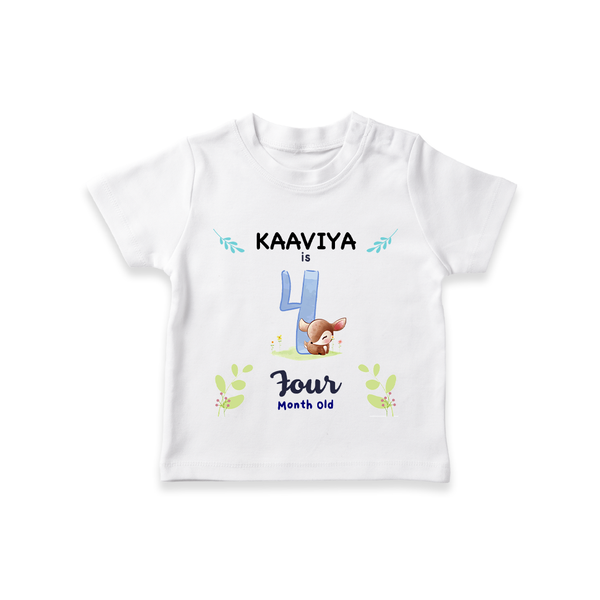 4 Month Milestone Baby T-Shirt Outfit | Personalized T-Shirt | Perfect for Photoshoots - WHITE - 0-5 Months Old (Chest 17")