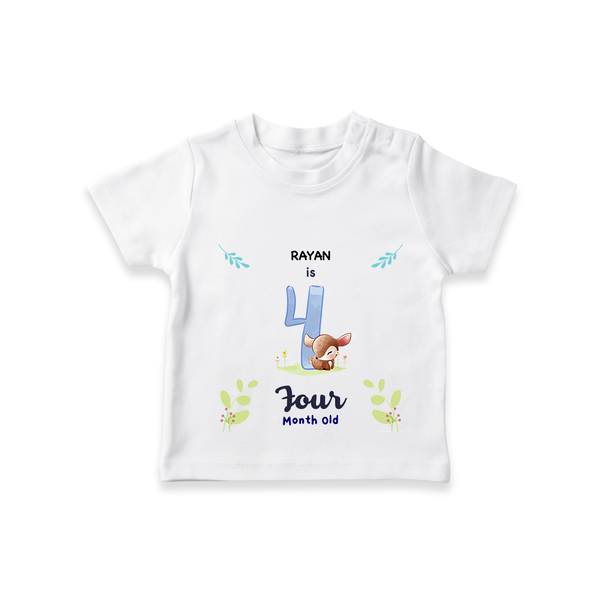 "Celebrate your kids 4th month"  - Personalized TShirt  - WHITE - 0 - 5 Months Old (Chest 17")