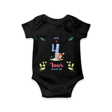 Make The Fourth Month Unforgettable With Our Exclusive Customized Romper For Babies - BLACK - 0 - 3 Months Old (Chest 16")