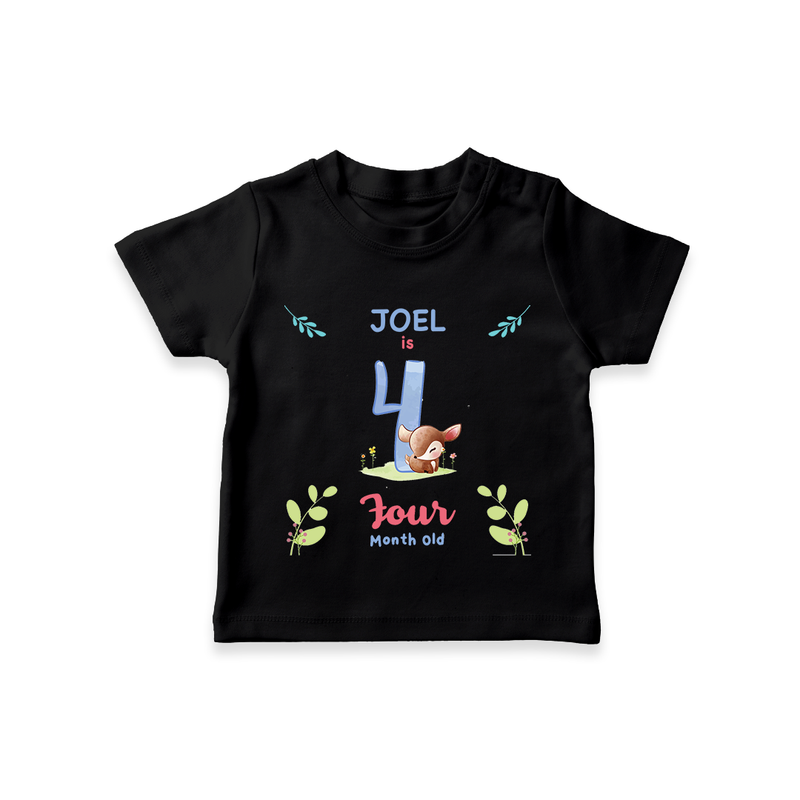 4 Month Milestone Baby T-Shirt Outfit | Personalized T-Shirt | Perfect for Photoshoots - BLACK - 0-5 Months Old (Chest 17")