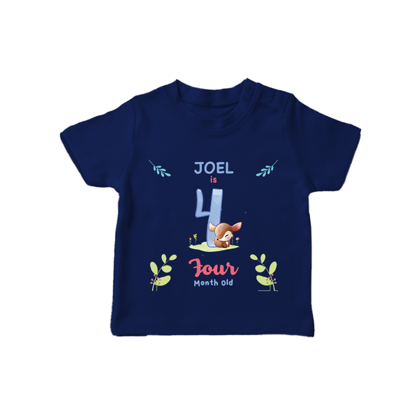 4 Month Milestone Baby T-Shirt Outfit | Personalized T-Shirt | Perfect for Photoshoots - NAVY BLUE - 0-5 Months Old (Chest 17")