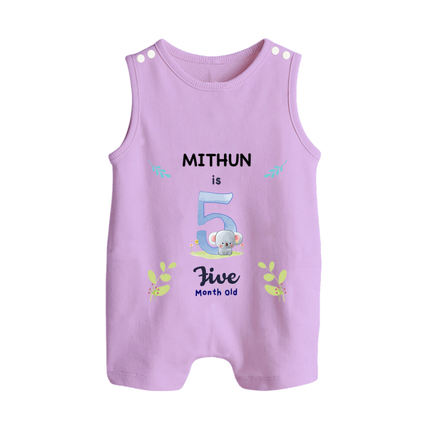 5 Month Milestone Baby Romper Suit/ Sleeveless Romper Outfit | Personalized Romper Suit/ Sleeveless Romper | Perfect for Photoshoots - LILAC - 0 - 5 Months Old (Chest 18")
