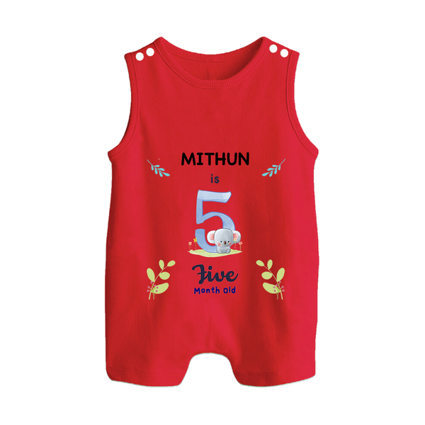 5 Month Milestone Baby Romper Suit/ Sleeveless Romper Outfit | Personalized Romper Suit/ Sleeveless Romper | Perfect for Photoshoots - RED - 0 - 5 Months Old (Chest 18")